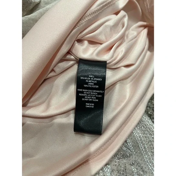JH Evenings Pink Silver Metallic Geometric Sheath Dress 3/4 Sleeve Size 8 - Picture 7 of 8